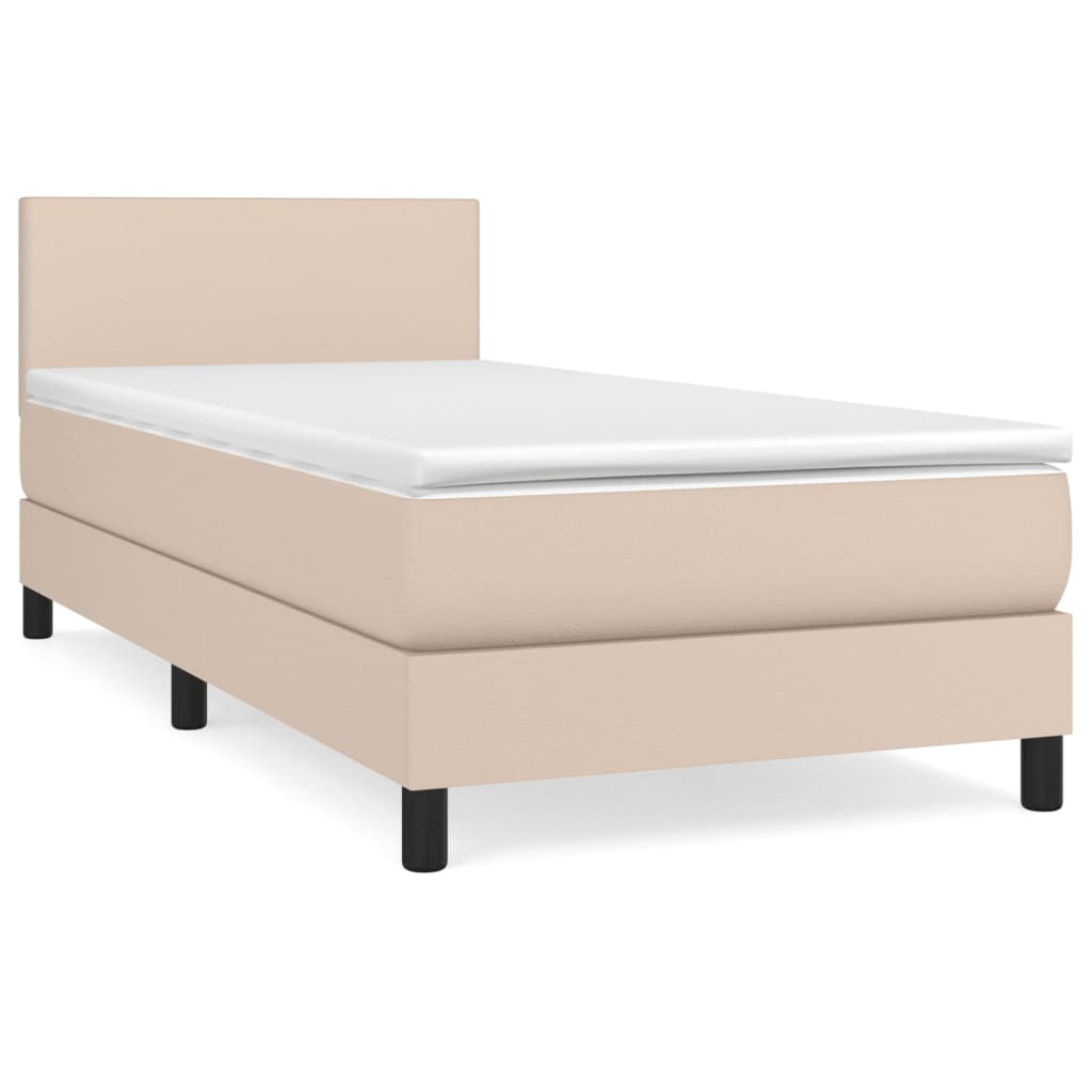 Boxspringbett mit Matratze Cappuccino-Braun 90x200cm Kunstleder