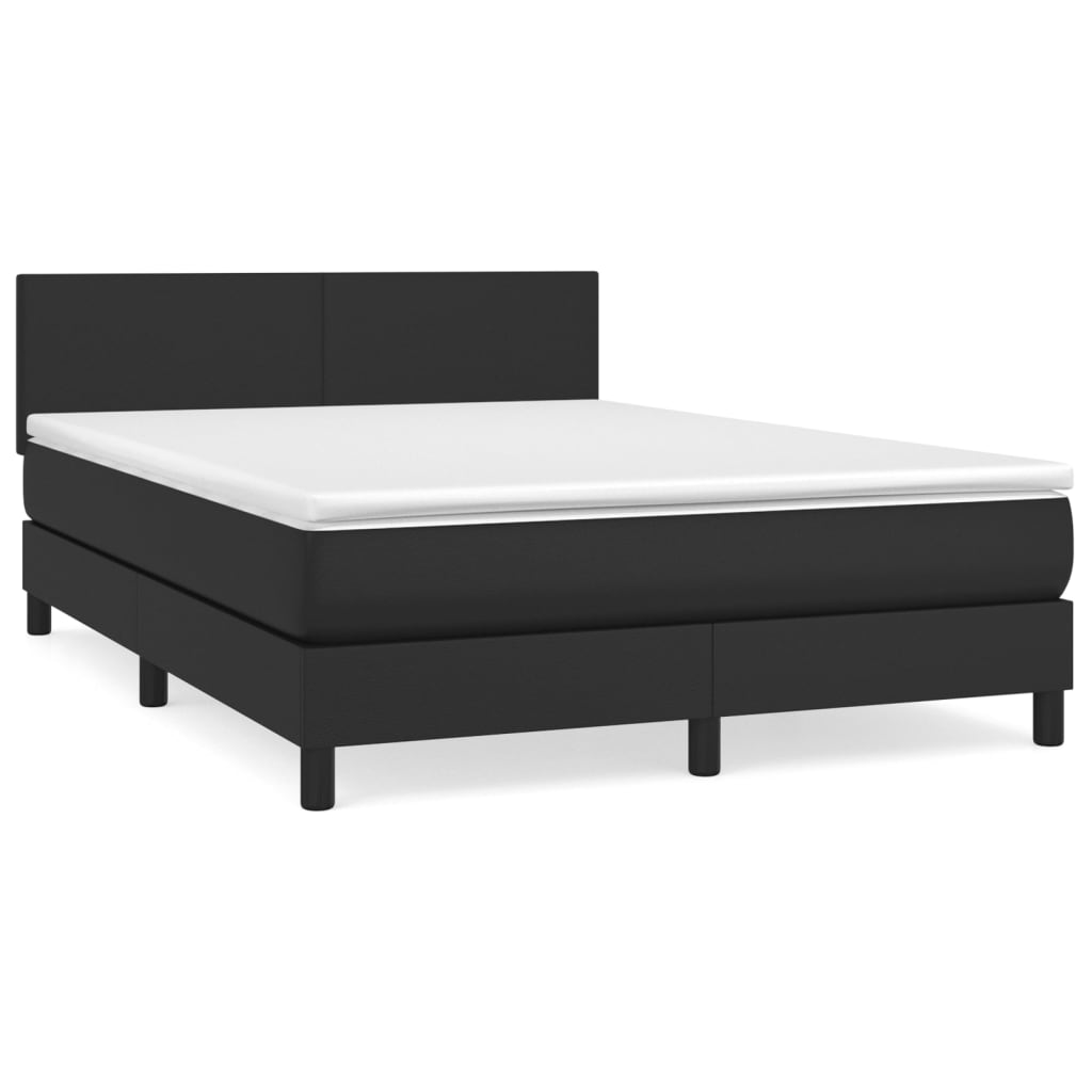 Box spring bed with mattress black 140x200 cm artificial leather