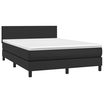 Box spring bed with mattress black 140x200 cm artificial leather