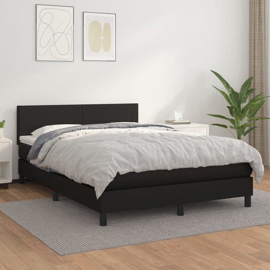 Box spring bed with mattress black 140x200 cm artificial leather