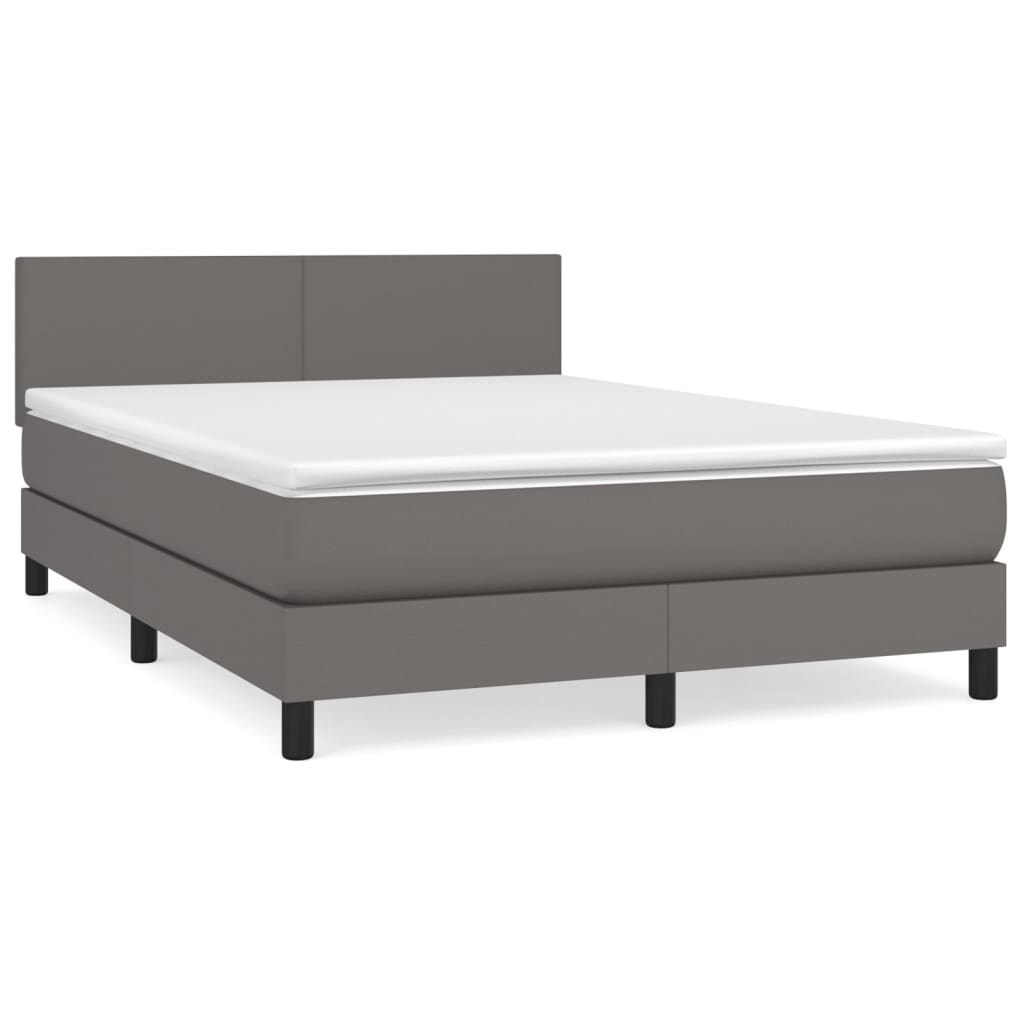 Boxspringbett mit Matratze Grau 140x200 cm Kunstleder