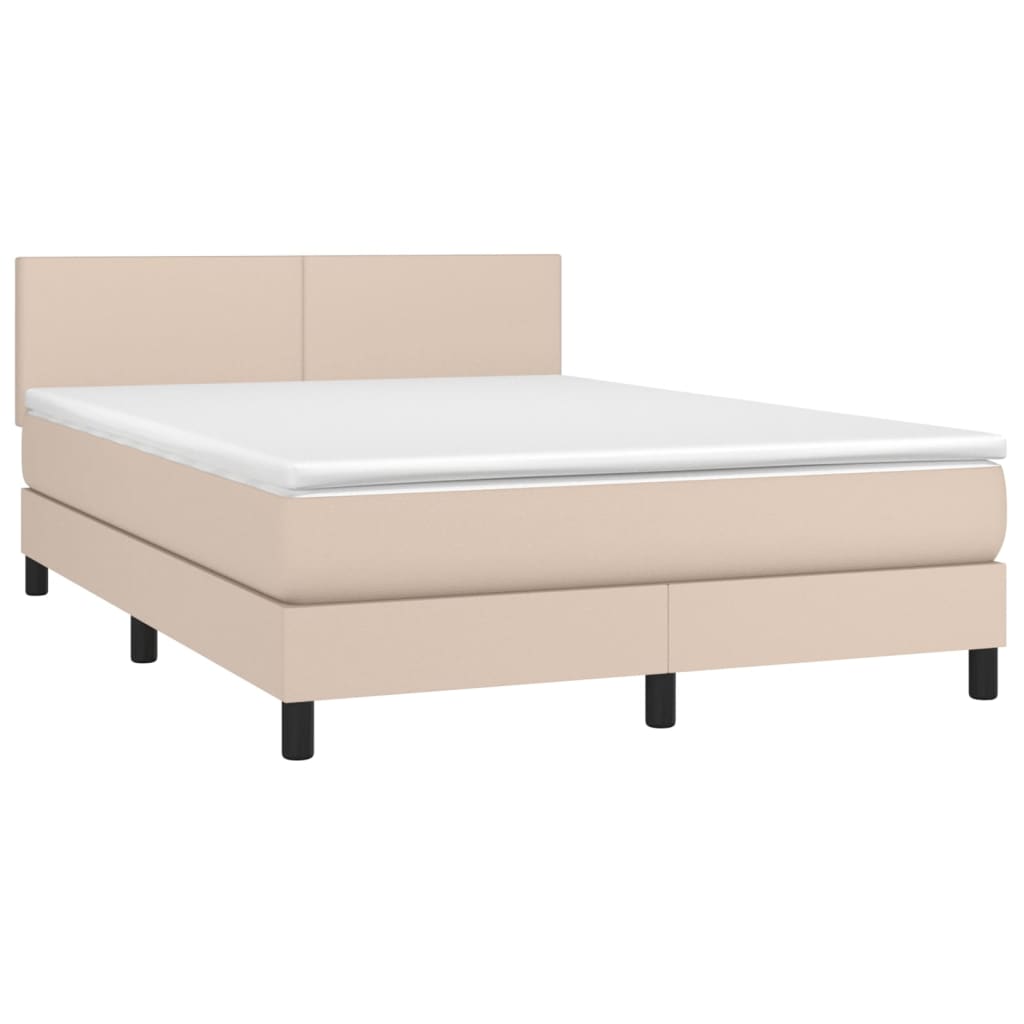 Box spring bed mattress cappuccino brown 140x200cm artificial leather