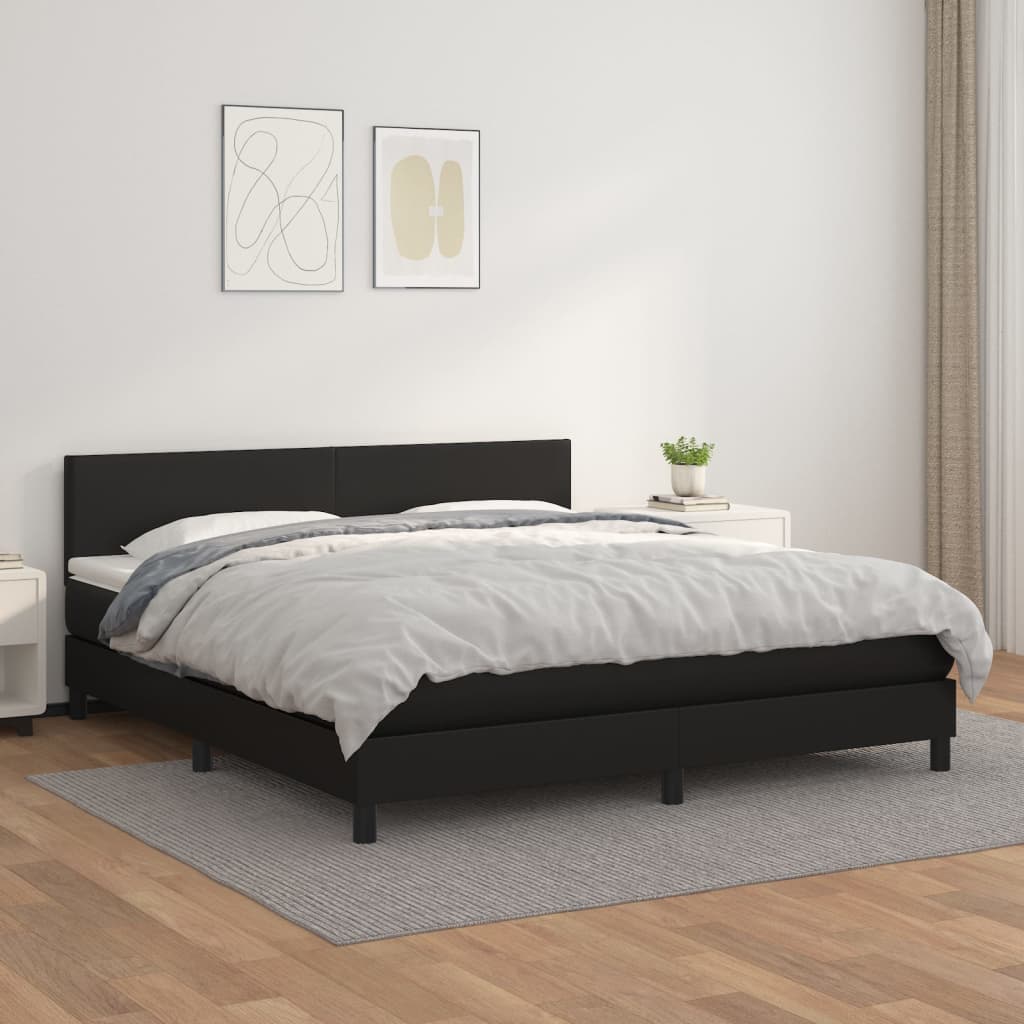 Boxspringbett mit Matratze Schwarz 160x200 cm Kunstleder