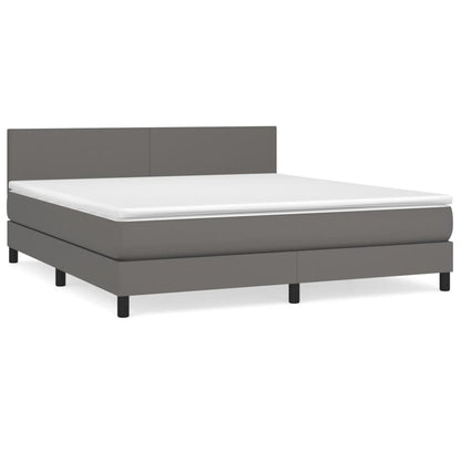 Boxspringbett mit Matratze Grau 180x200 cm Kunstleder