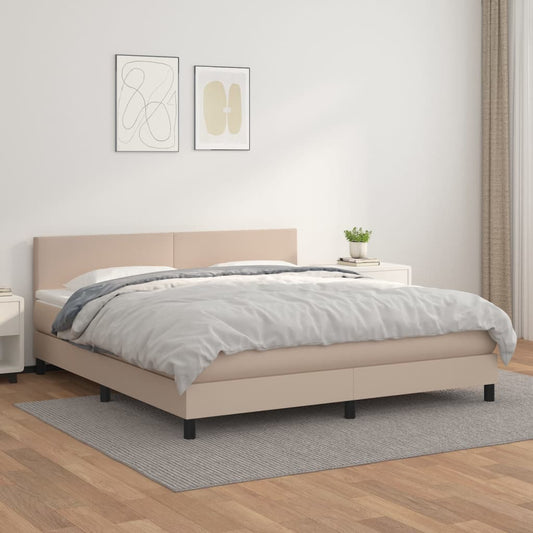 Boxspringbett Matratze Cappuccino-Braun 180x200 cm Kunstleder