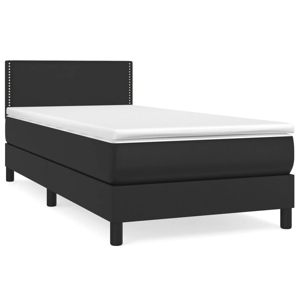 Boxspringbett mit Matratze Schwarz 90x200 cm Kunstleder