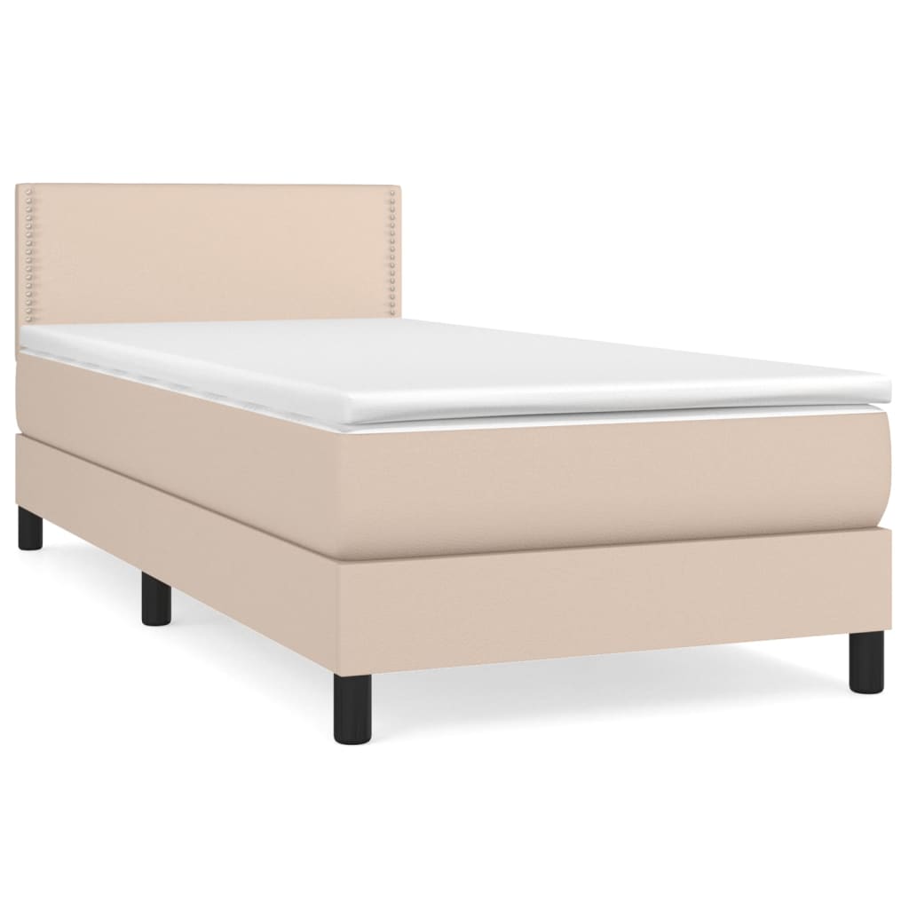 Boxspringbett mit Matratze Cappuccino-Braun 90x200cm Kunstleder