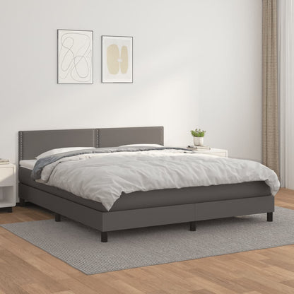 Box spring krevet s madracem sivi 160x200 cm umjetna koža