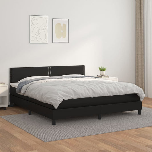 Boxspringbett mit Matratze Schwarz 180x200 cm Kunstleder