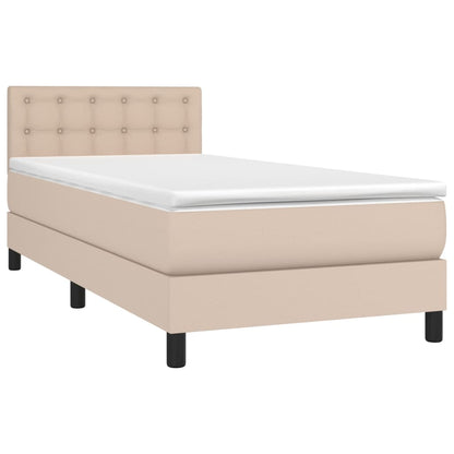 Boxspringbett mit Matratze Cappuccino-Braun 90x200cm Kunstleder