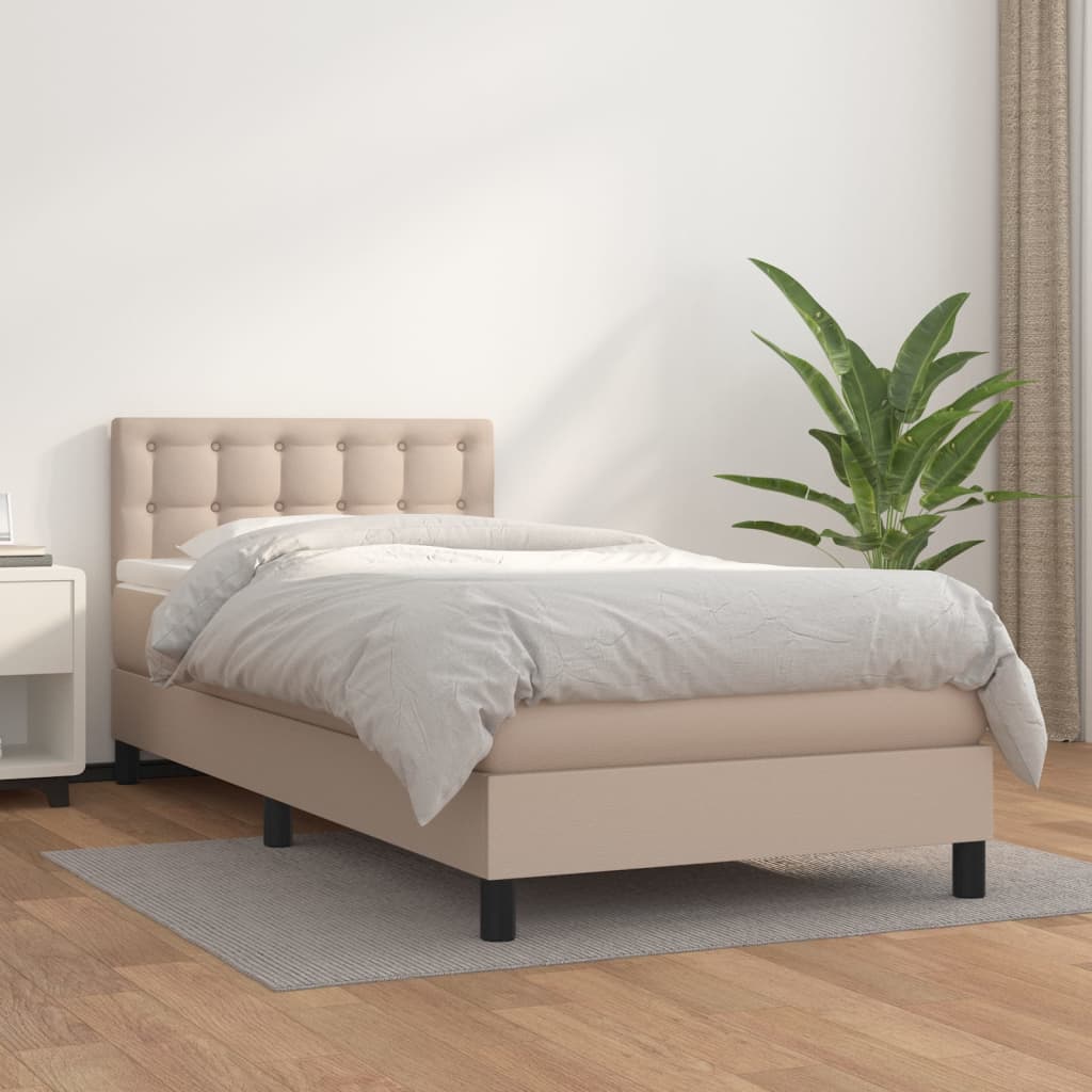 Boxspringbett mit Matratze Cappuccino-Braun 90x200cm Kunstleder