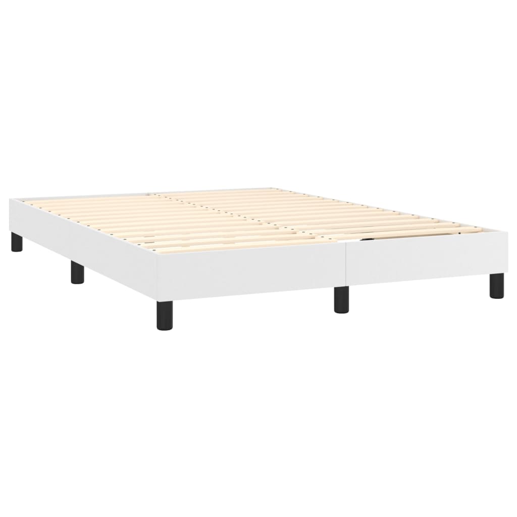 Boxspringbett mit Matratze Weiß 140x200 cm Kunstleder