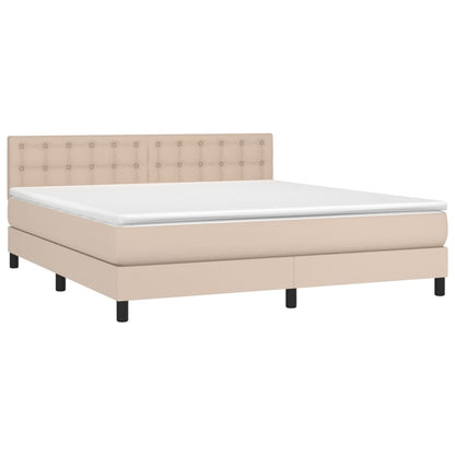 Boxspringbett Matratze Cappuccino-Braun 160x200 cm Kunstleder