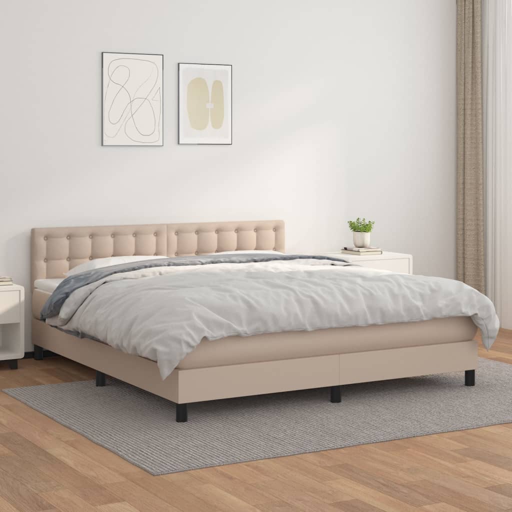 Boxspringbett Matratze Cappuccino-Braun 160x200 cm Kunstleder