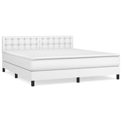 Box spring bed with mattress white 180x200 cm artificial leather