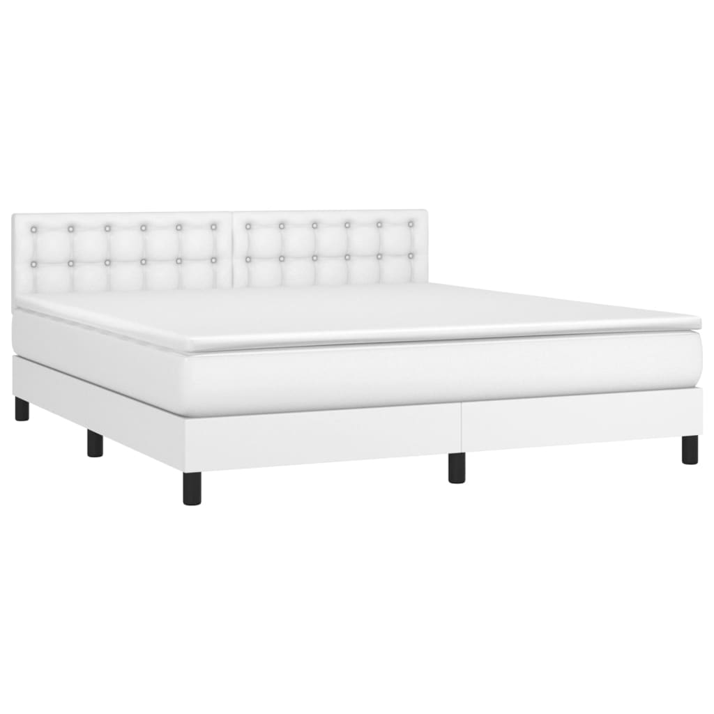 Box spring bed with mattress white 180x200 cm artificial leather