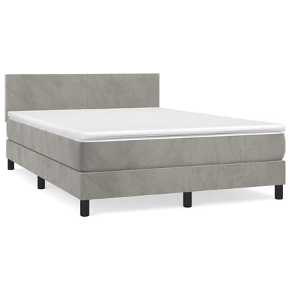 Box spring bed with mattress light grey 140x200 cm velvet