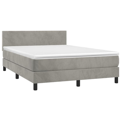 Box spring bed with mattress light grey 140x200 cm velvet