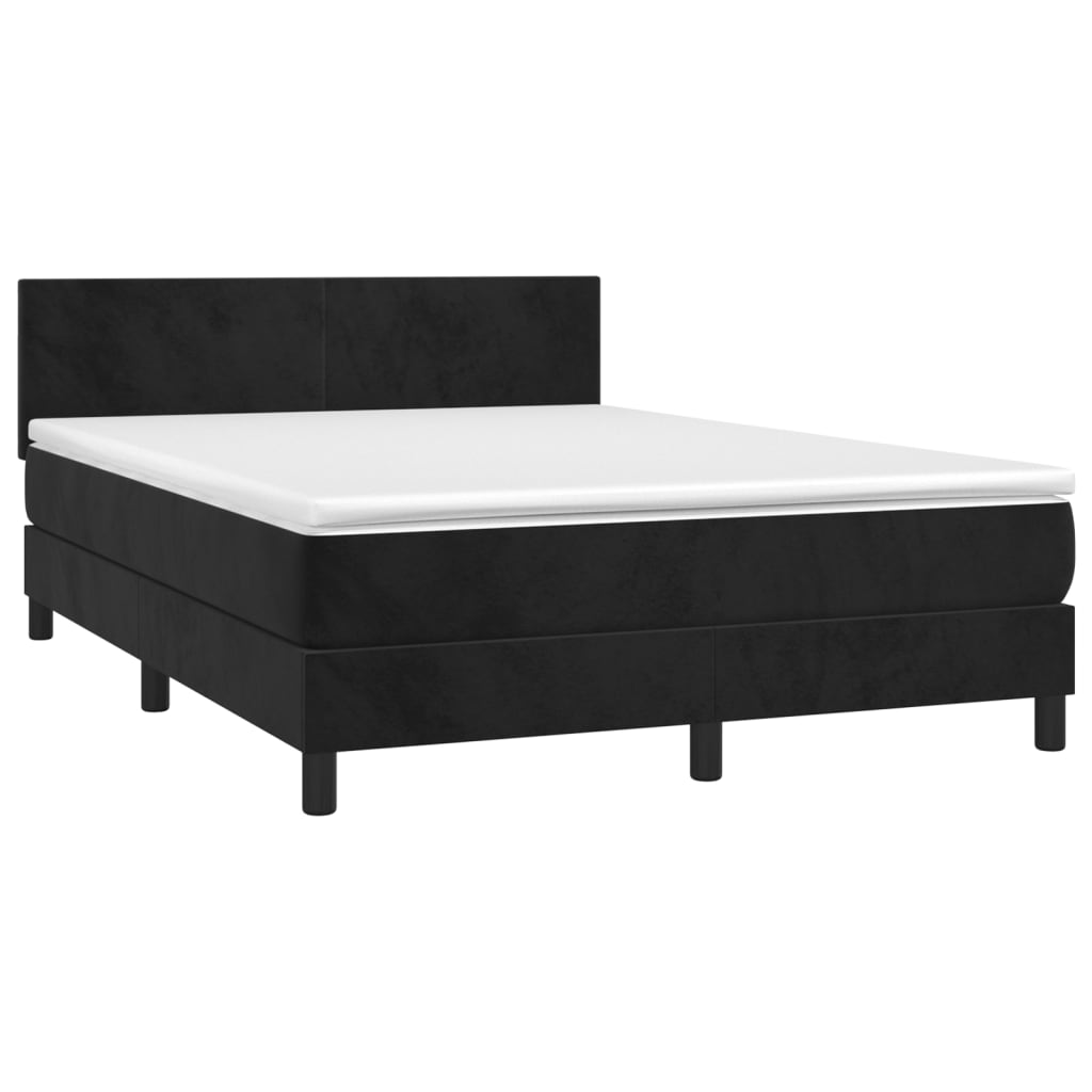 Box spring bed with mattress black 140x200 cm velvet