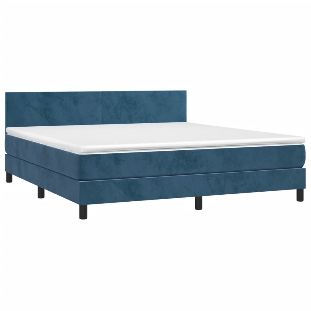 Boxspringbett mit Matratze Dunkelblau 160x200 cm Samt