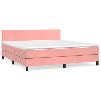 Boxspringbett mit Matratze Rosa 160x200 cm Samt