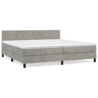 Box spring bed with mattress light grey 200x200 cm velvet