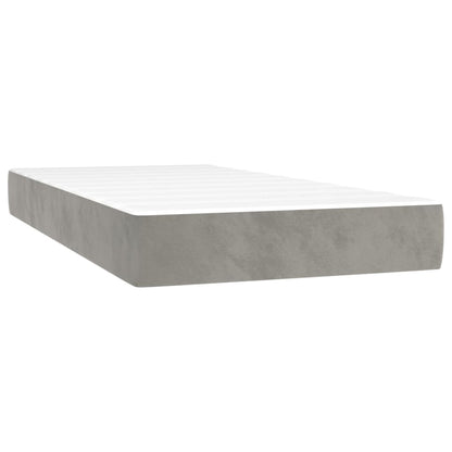 Box spring bed with mattress light grey 200x200 cm velvet