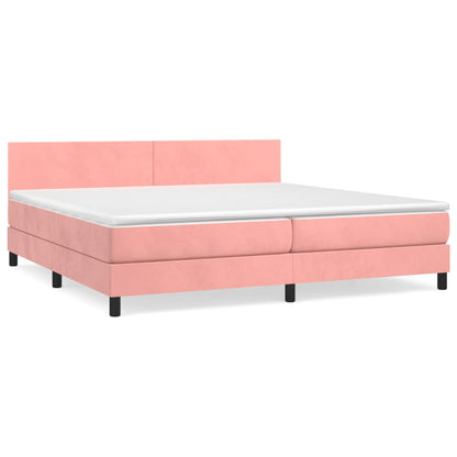 Box spring bed with mattress pink 200x200 cm velvet