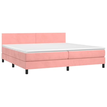 Box spring bed with mattress pink 200x200 cm velvet