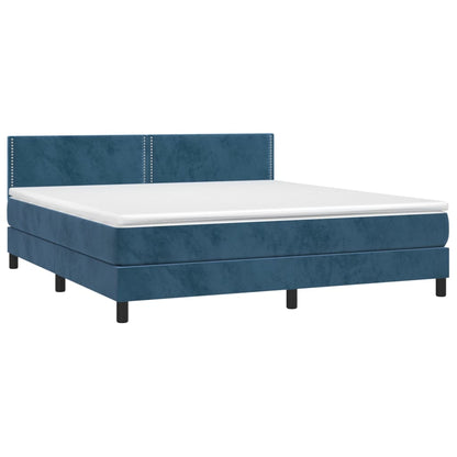 Box spring bed with mattress dark blue 180x200 cm velvet