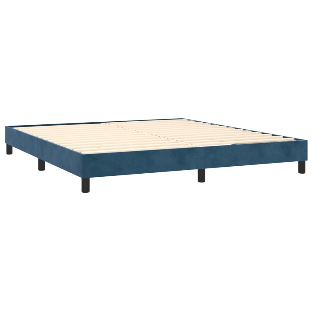 Box spring bed with mattress dark blue 180x200 cm velvet