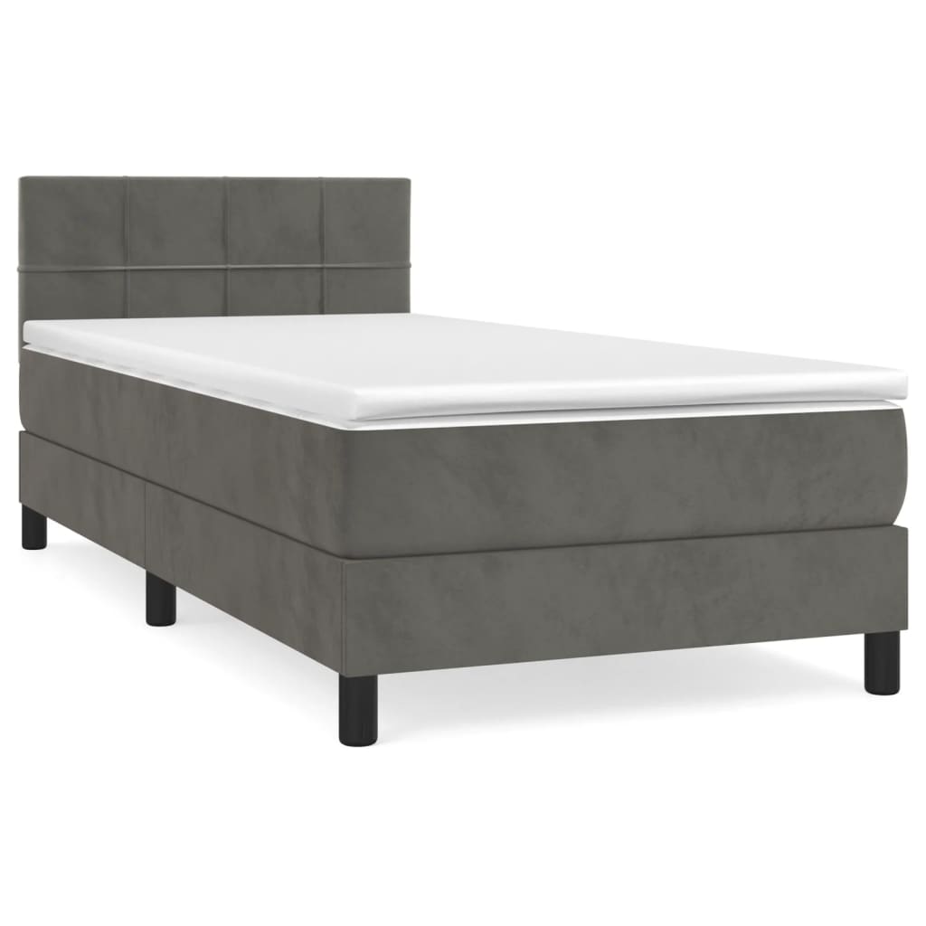 Boxspringbett mit Matratze Dunkelgrau 90x200 cm Samt