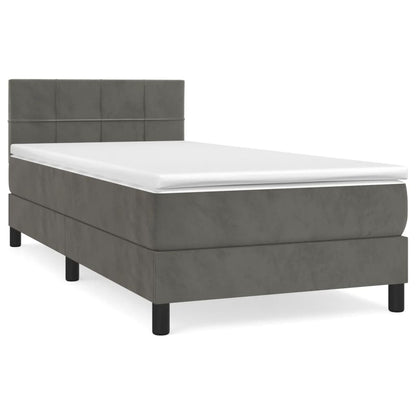 Boxspringbett mit Matratze Dunkelgrau 90x200 cm Samt