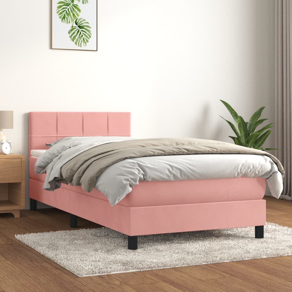 Boxspringbett mit Matratze Rosa 90x200 cm Samt