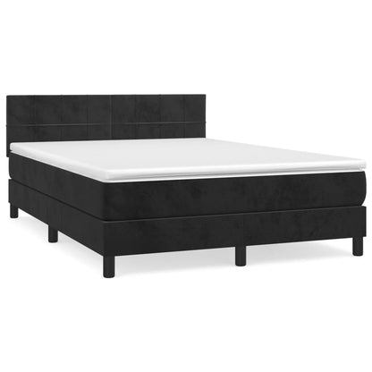 Box spring krevet s madracem od crnog baršuna 140x200 cm