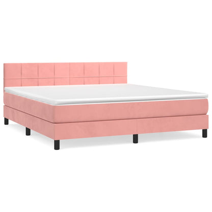 Boxspringbett mit Matratze Rosa 160x200 cm Samt