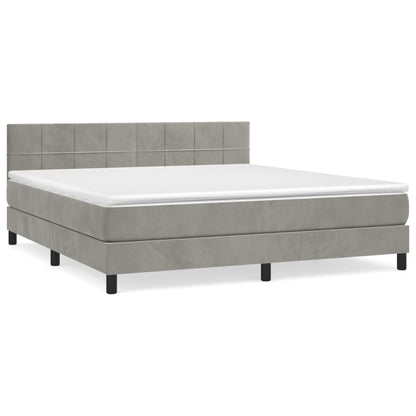 Box spring bed with mattress light grey 180x200 cm velvet