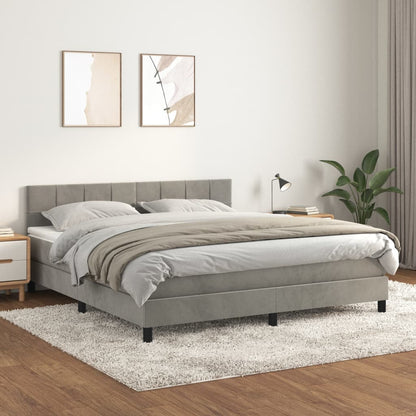 Box spring bed with mattress light grey 180x200 cm velvet