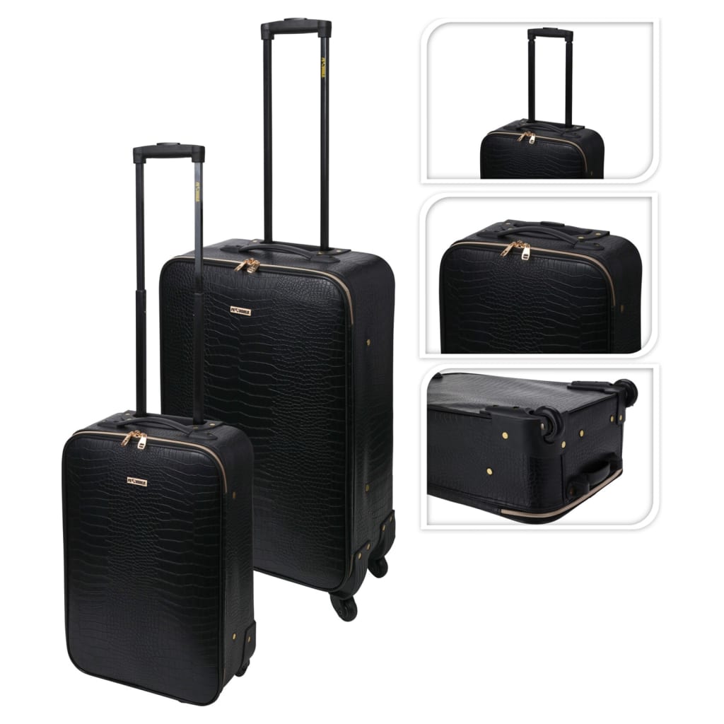 ProWorld 2-piece suitcase set crocodile design black