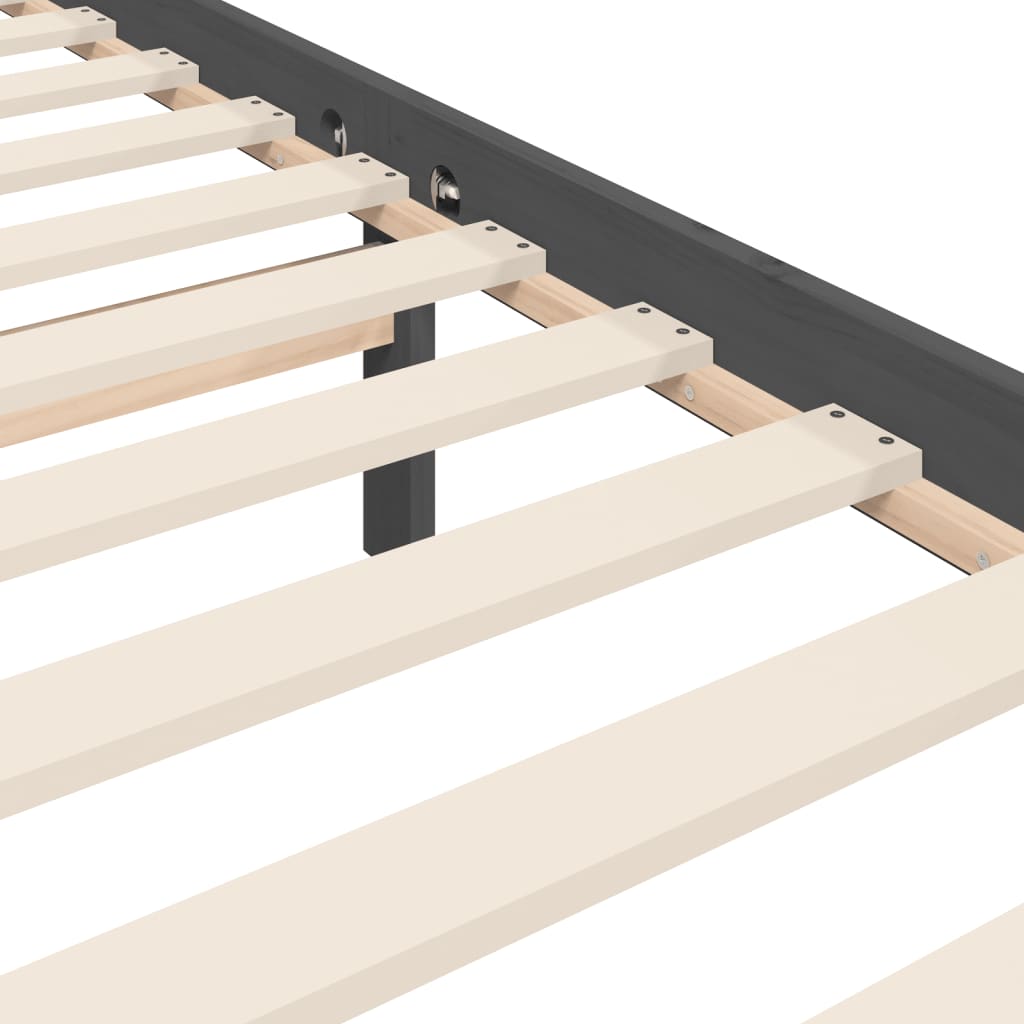 Massivholzbett mit Kopfteil Grau 200x200 cm