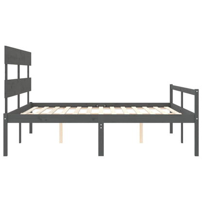 Seniorenbett mit Kopfteil 200x200 cm Grau Massivholz