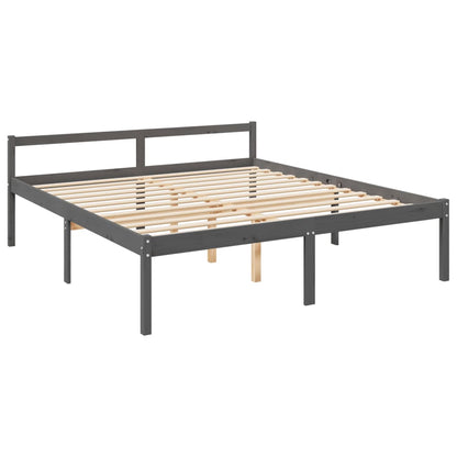 Seniorenbett mit Kopfteil 200x200 cm Grau Massivholz