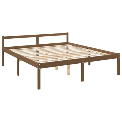 Seniorenbett mit Kopfteil 200x200 cm Honigbraun Massivholz