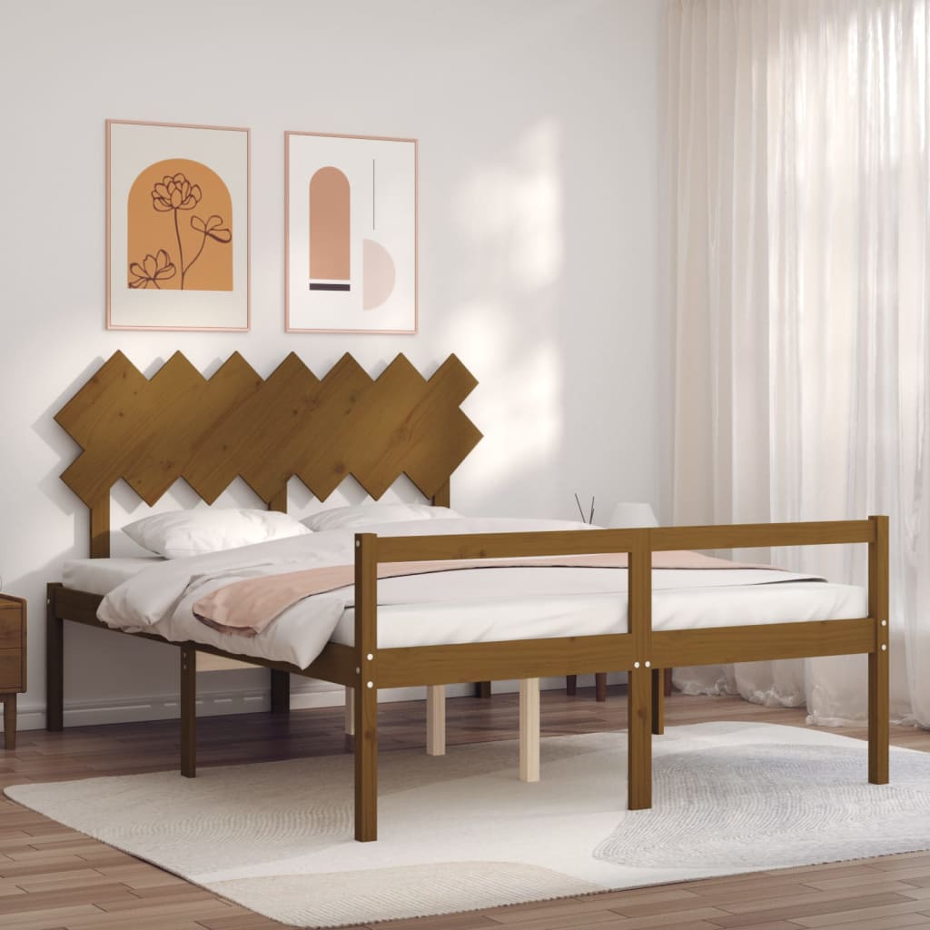 Seniorenbett mit Kopfteil 140x200 cm Honigbraun Massivholz