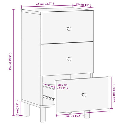 Beistellschrank Schwarz 40x33x75 cm Massivholz Mango