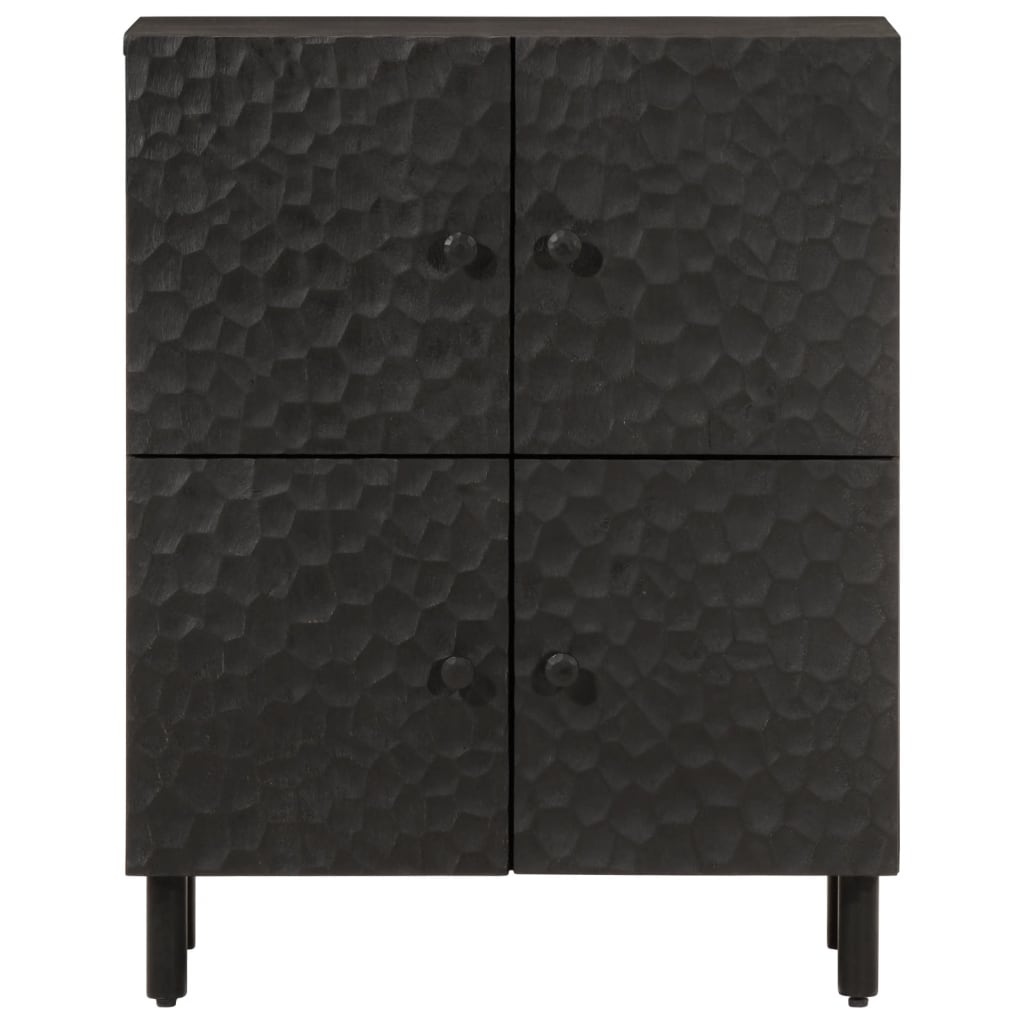 Beistellschrank Schwarz 60x33x75 cm Massivholz Mango