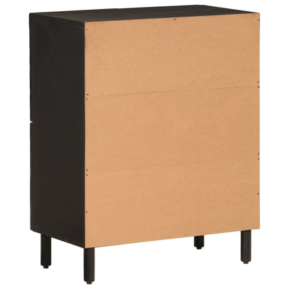 Beistellschrank Schwarz 60x33x75 cm Massivholz Mango