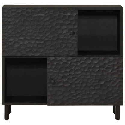 Beistellschrank Schwarz 80x33x75 cm Massivholz Mango