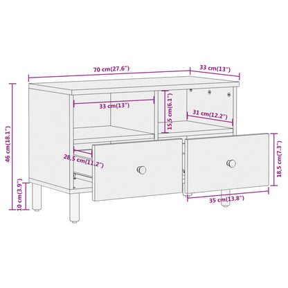 TV-Schrank 70x33x46 cm Massivholz Mango