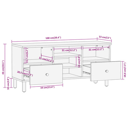 TV-Schrank 100x33x46 cm Massivholz Mango